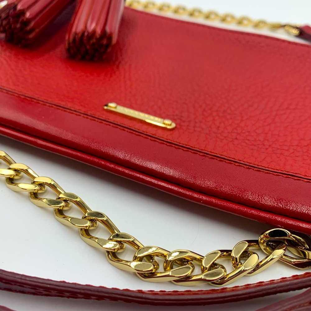 Auth Burberry Peyton Crossbody Clutch with Tassel in Rich Cranberry Red. $485 - Picture 12 of 13